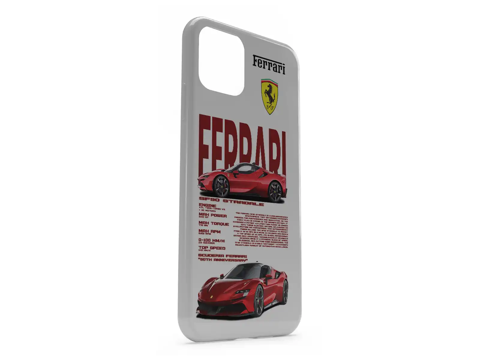 Funda de silicona para iPhone Ferrari SF90 Serie High-End
